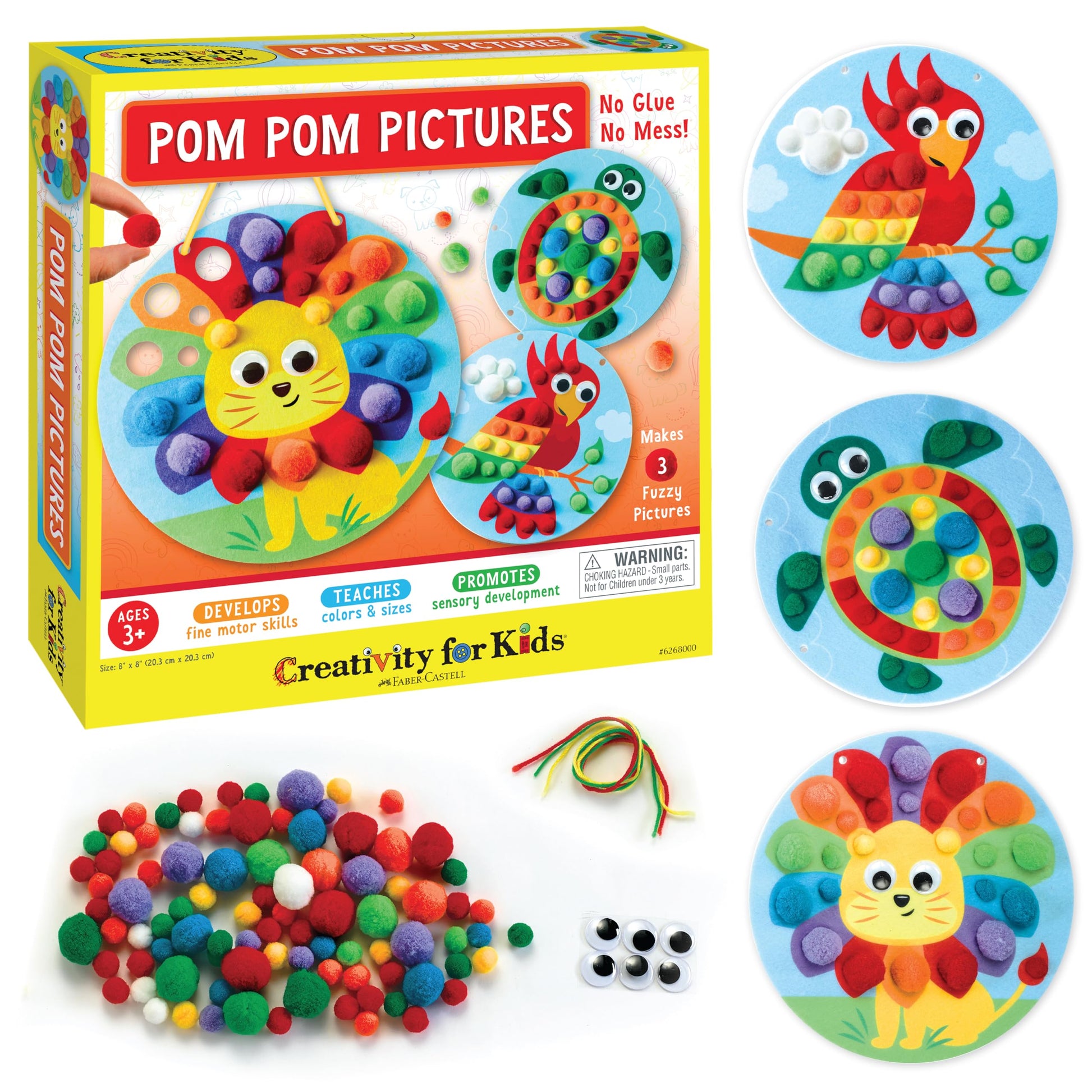 Creativity for Kids Pom Pom Pictures: Animals | Summer Fun | Back to School Crafts for Preschool Learning Activities| Sensory Toys for Toddlers