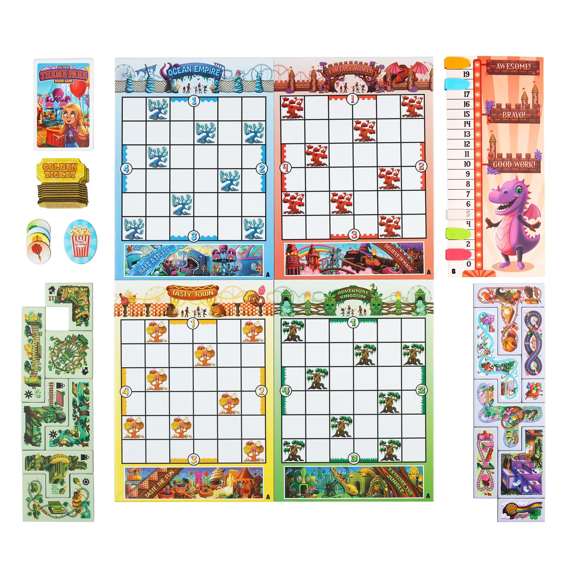 My First Theme Park Board Game for Kids Ages 5+- Build an Amusement Park with Cute Rides & Games - Fun Family Tile-Placement Strategy Game - Easy