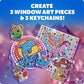Blue Marble Ultimate Diamond Painting Kit for Kids - 6 Craft Activities with 1500+ Gems, Make 3 Window Art Pieces & 3 Keychains, Includes Applicator