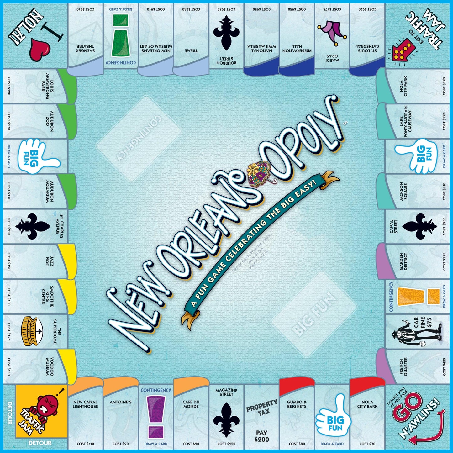 Late for The Sky New Orleans-Opoly Board Game - NOLA Property Trading Family Strategy Game for 2-6 Players, Landmarks, Quick 1-Hour Option, Party