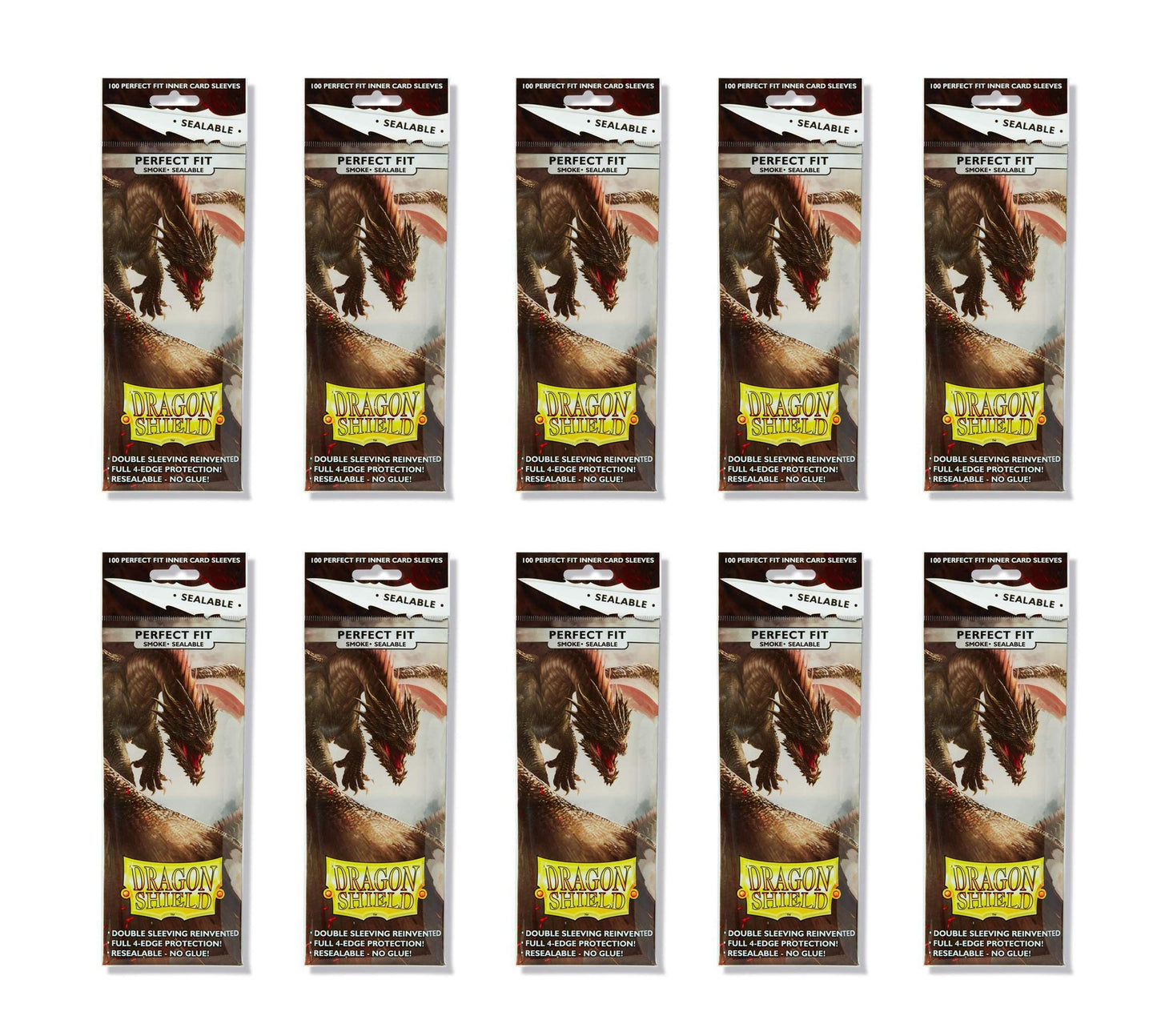 Dragon Shield 100 Standard Size Smoke Resealable Sleeves (10 Packs)