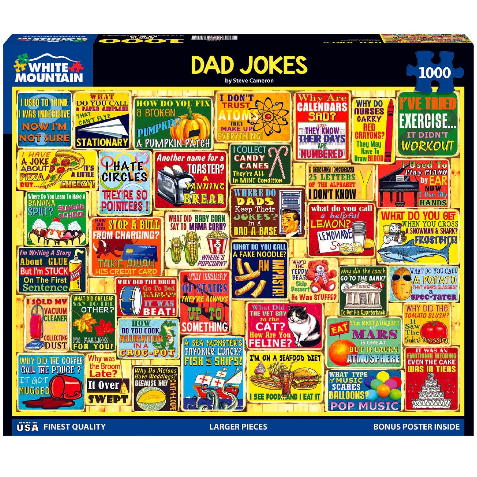 White Mountain 1000 Piece Jigsaw Puzzle Fathers Day Humor, Dad Jokes