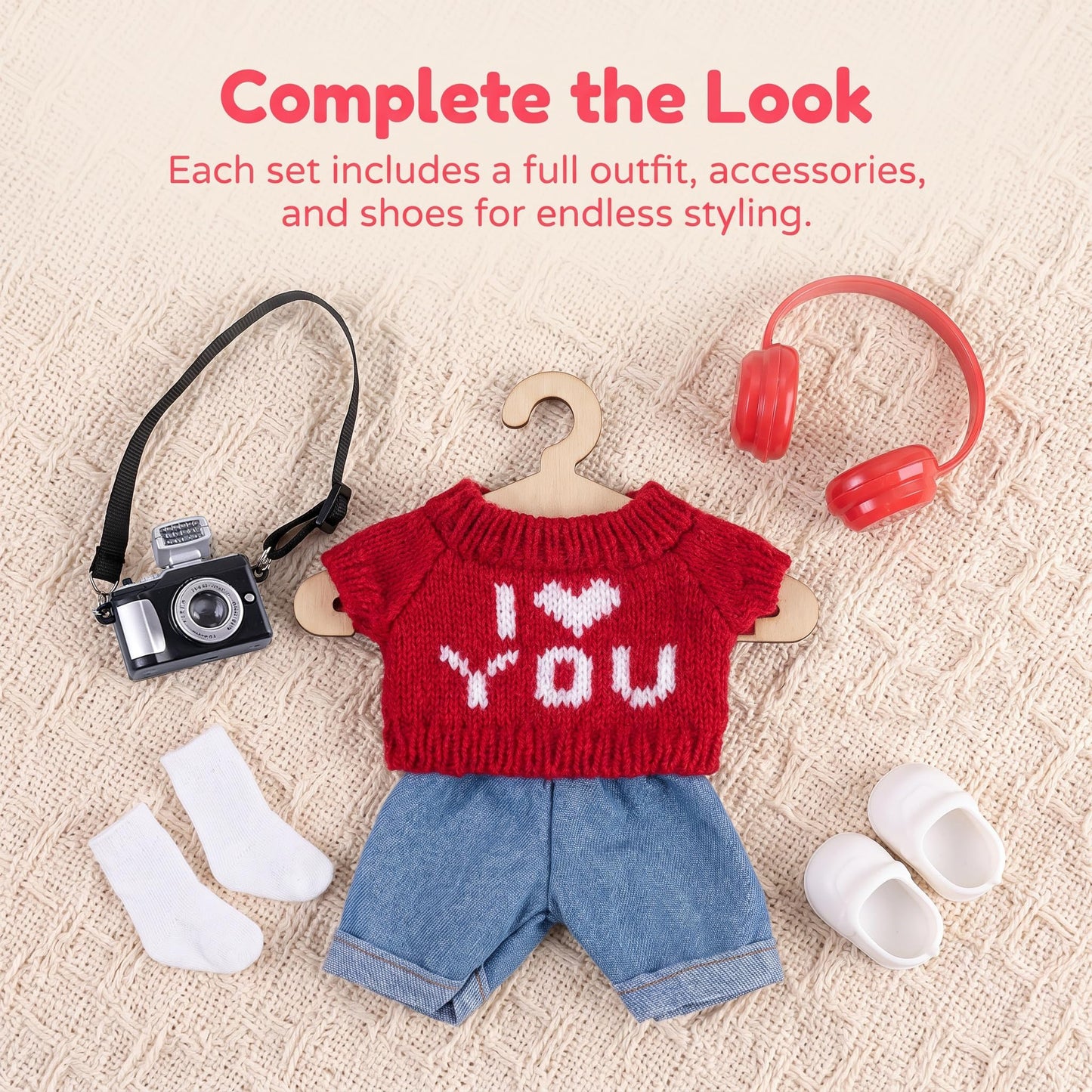 9.5 Inch Doll Clothes with Hook and Loop Soft Outfits for 24cm Doll