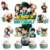 25pcs Cartoon For Academia of My Hero Birthday Decorations with 24pcs Cupcake Toppers,1pcs Cake Topper for Birthday Party Supplies.