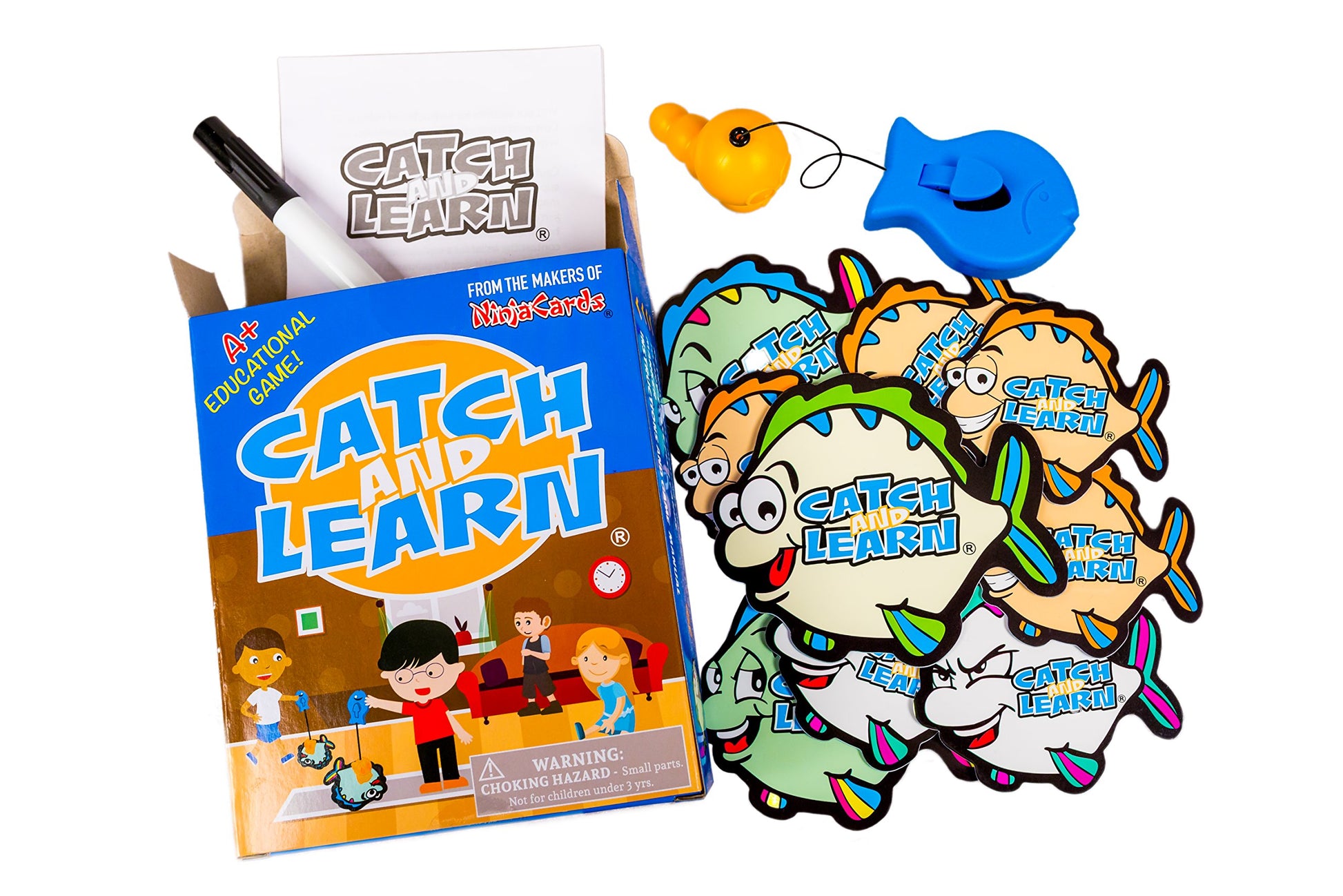 Catch and Learn by PlaSmart - The educational game where you fish for answers, fishing game, spelling, grammar, math, fine motor skills, Includes