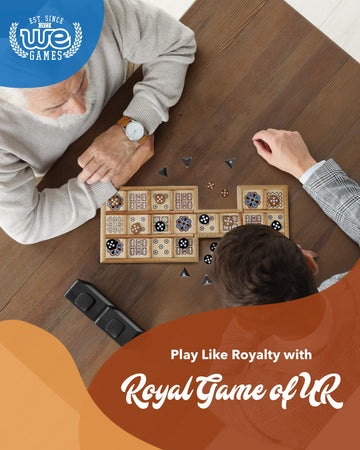 WE Games The Royal Game of UR - Wood Board with Storage Drawer | One of The Oldest Strategy Games in The World