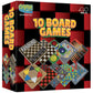 Gamie 10 Board Games Set, Classic Family Games for Kids and Adults, Includes 5 Double Sided Playing Boards with Backgammon, Chinese Checkers, Snakes