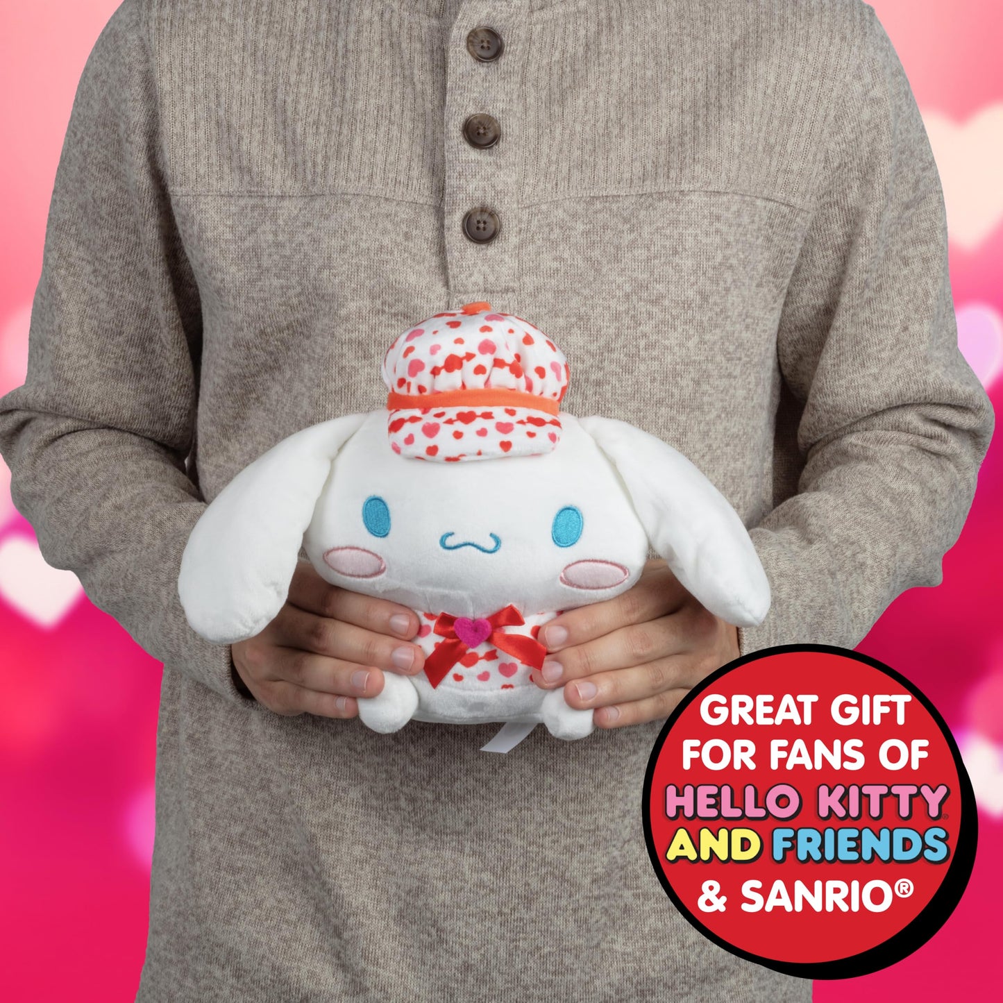 Cinnamoroll 8 Inch Hearts Valentine's Day Plush - Officially Licensed Hello Kitty & Friends - Authentic Collectible Stuffed Animal Holiday Toy - Gift