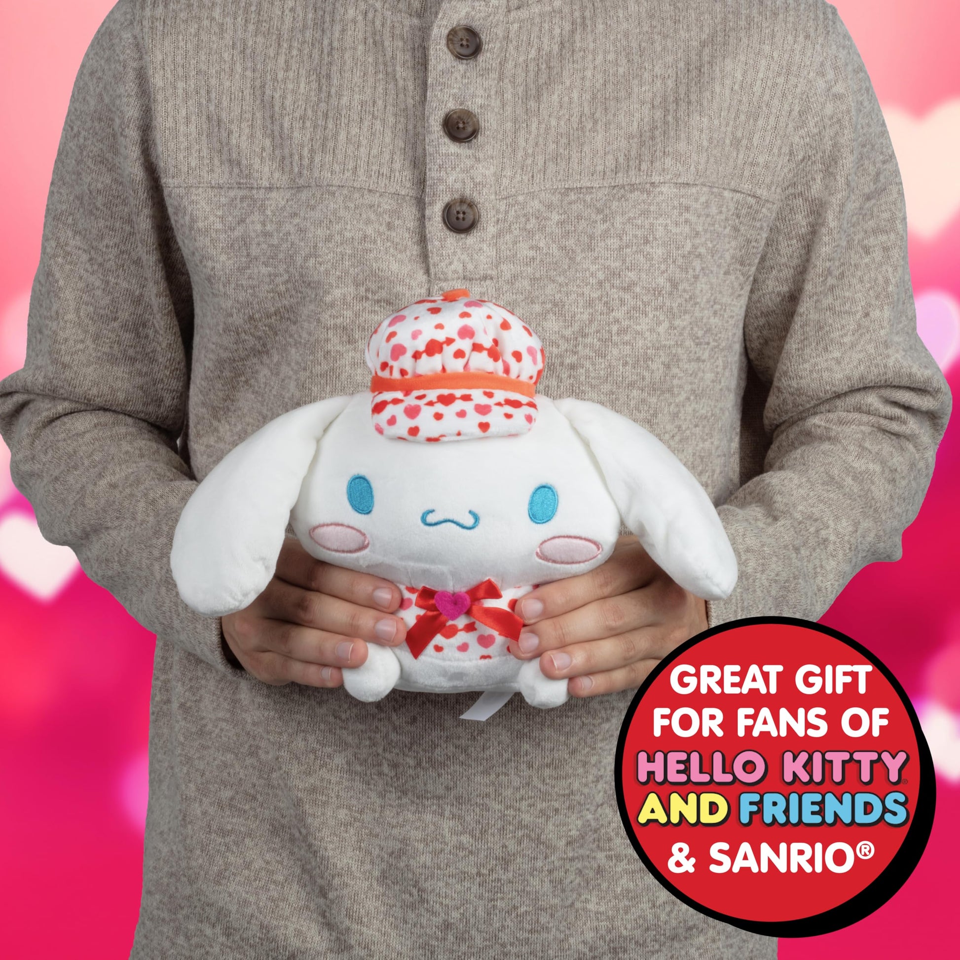 Cinnamoroll 8 Inch Hearts Valentine's Day Plush - Officially Licensed Hello Kitty & Friends - Authentic Collectible Stuffed Animal Holiday Toy - Gift