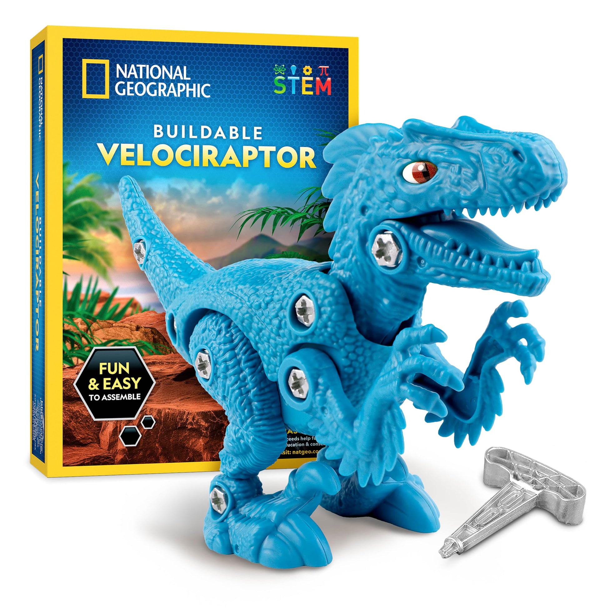 National Geographic Buildable Velociraptor Dinosaur Toy for Kids