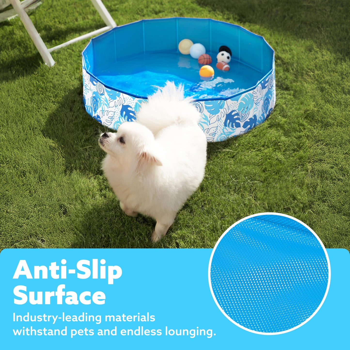 SLOOSH Foldable Dog Kiddie Pool - Portable Hard Plastic Kids Baby Doggie Swimming Pool, Anti-Slip Thick PVC Collapsible Pets Cats Whelping Box Puppy