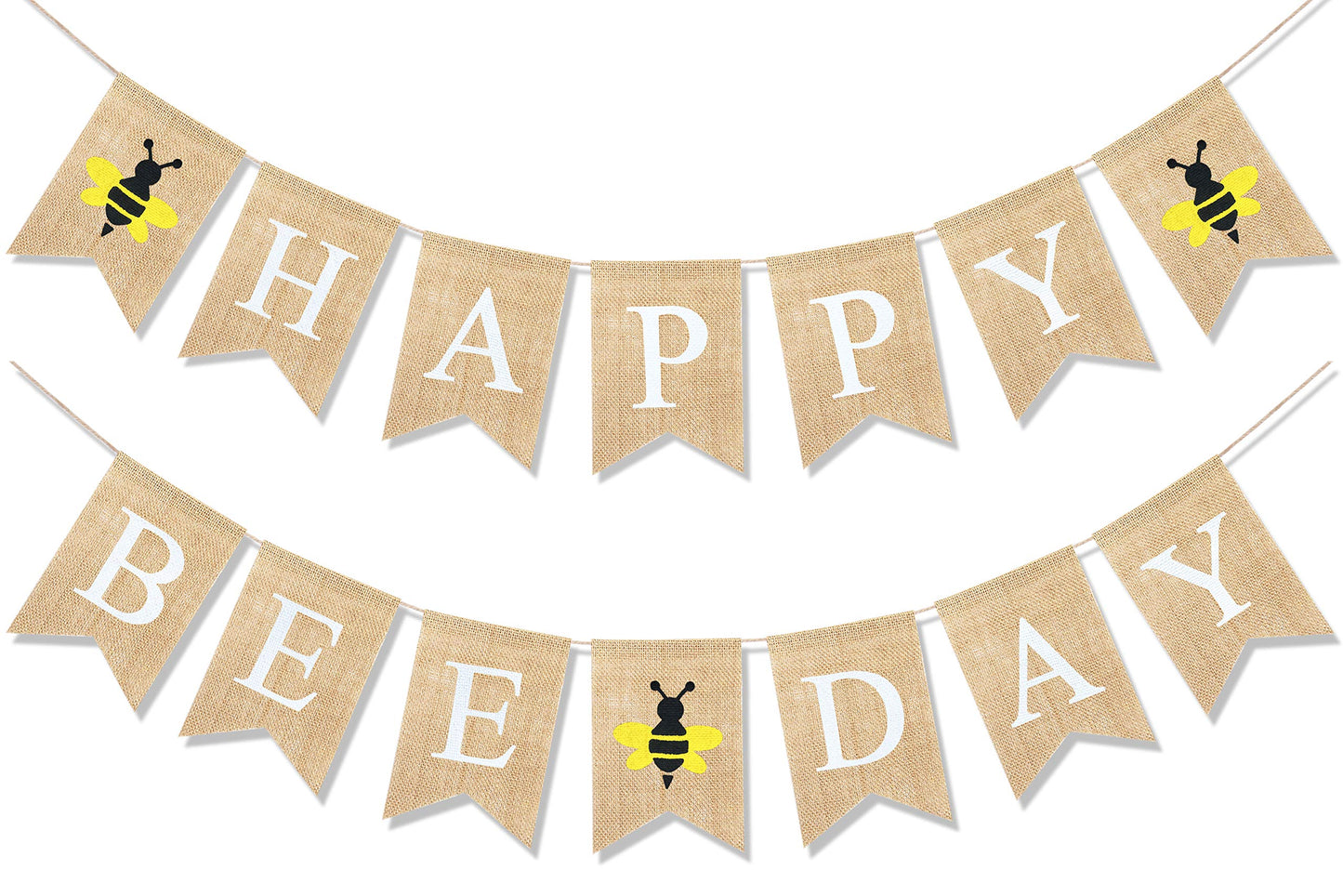 Uniwish Burlap Happy Bee Day Banner Bee Birthday Party Decorations