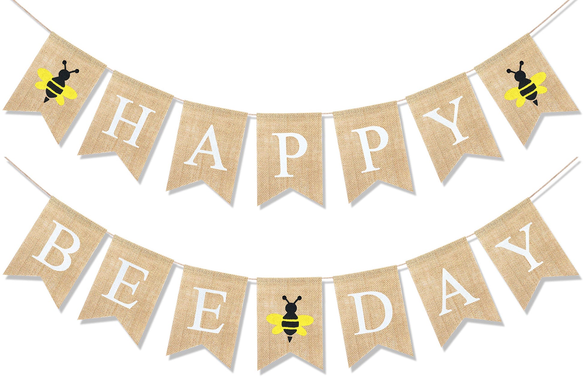 Uniwish Burlap Happy Bee Day Banner Bee Birthday Party Decorations