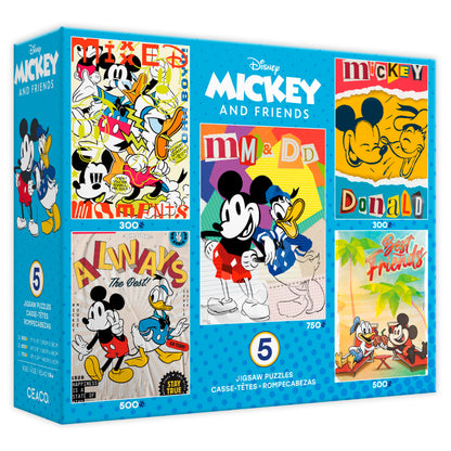 Ceaco - Disney Mickey and Donald Posters - 5 Pack, 300-750 Piece Puzzles