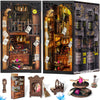 DIY Book Nook Kit, 3D Wooden Puzzle Miniature Booknook Bookend Bookshelf Decor with LED Light, Dust Cover, Book Nook Kits for Adults Teen Ideas
