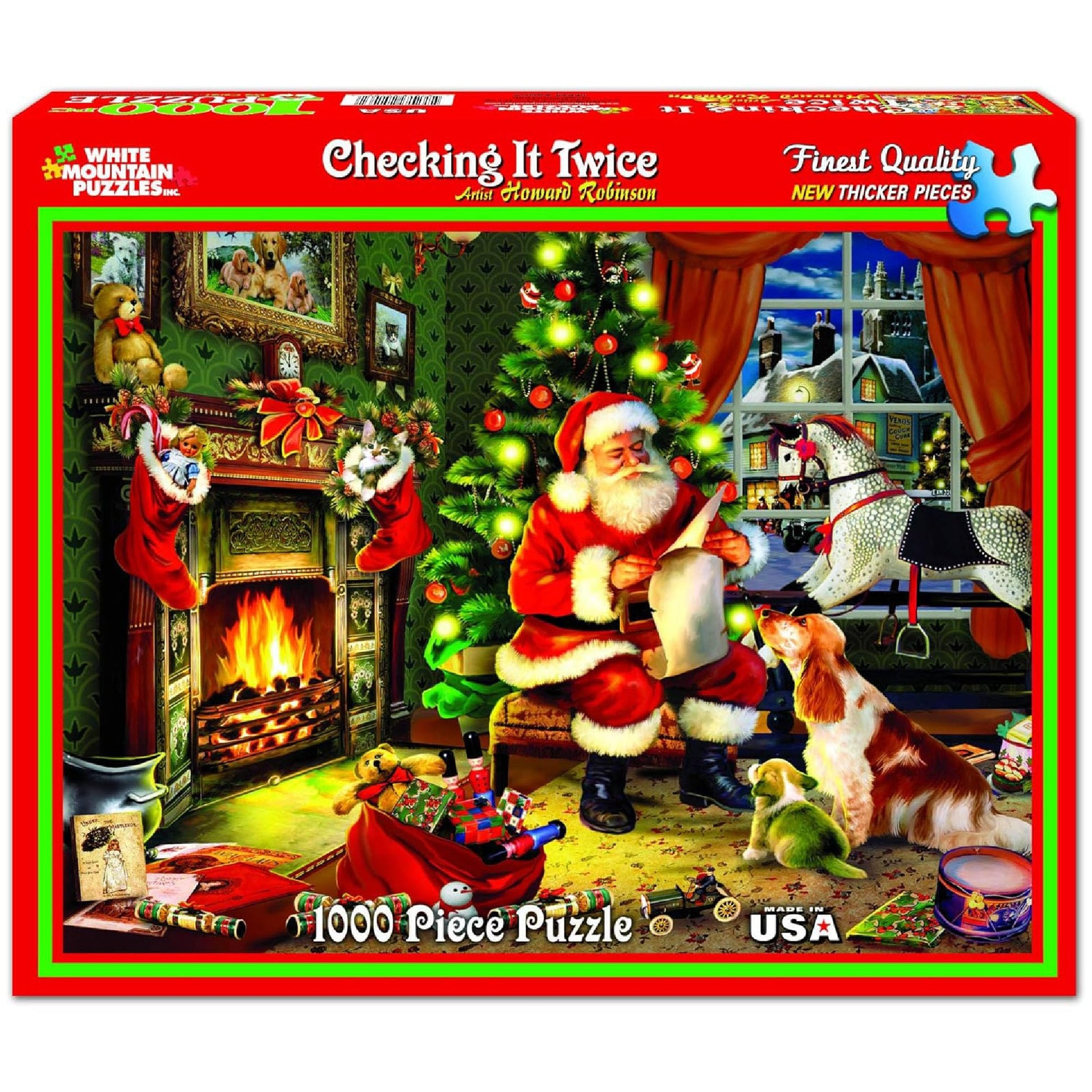 White Mountain 1000 Piece Jigsaw Puzzle Winter Christmas, Checking It Twice