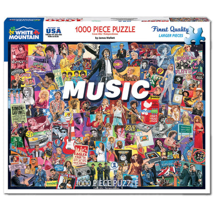 White Mountain 1000 Piece Jigsaw Puzzle Rock Pop Legends Collage, Music