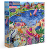 eeBoo 1000 Piece Puzzle - Lunch by The Sea Jigsaw Puzzle for Adults, Square 23" x 23" Made with Recycled Board & Vegetable-Based Ink