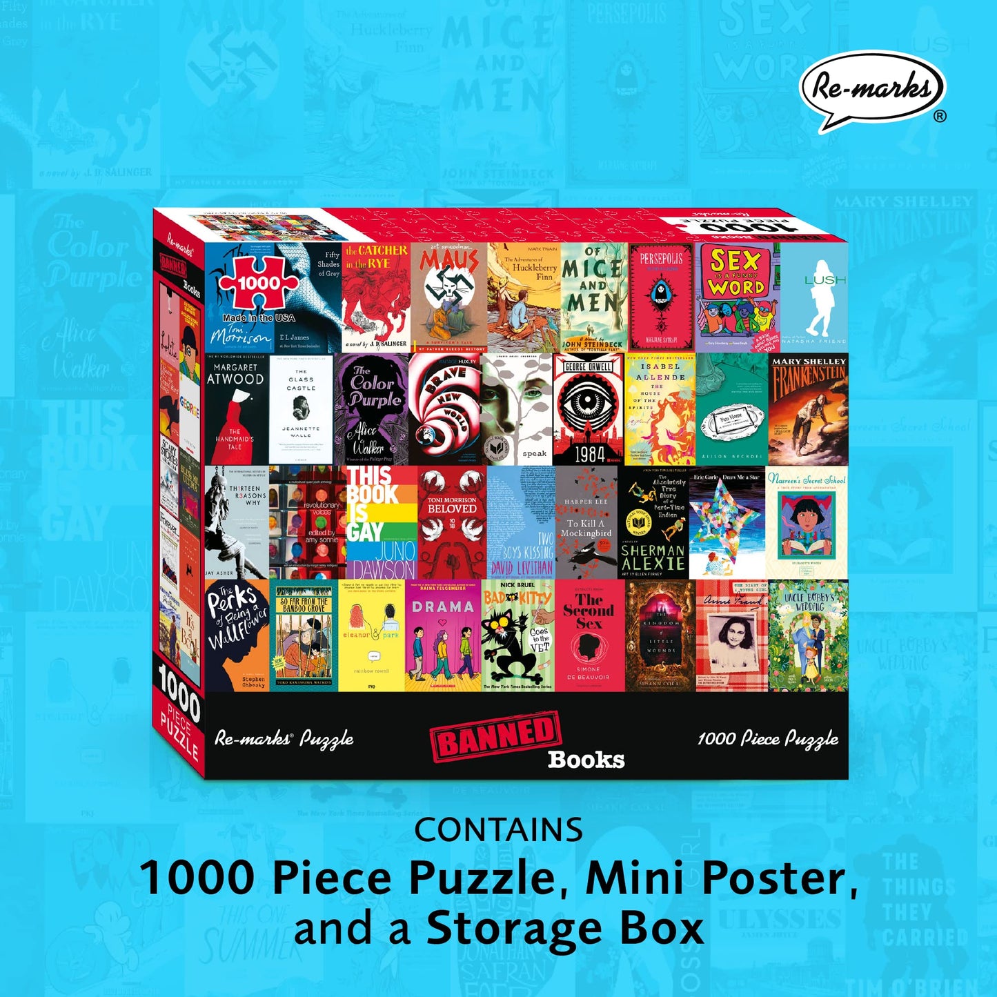 Re-marks Banned Books Puzzle, 1,000-Piece Jigsaw Puzzle for All Ages