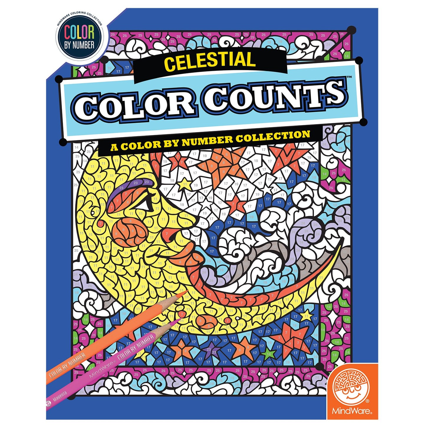 MindWare Color by Number Color Counts Celestial - Space-Themed Hidden-Image Coloring Book Featuring Stars, Planets, and Galaxies, Ages 6+