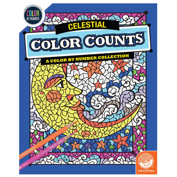 MindWare Color by Number Color Counts Celestial - Space-Themed Hidden-Image Coloring Book Featuring Stars, Planets, and Galaxies, Ages 6+