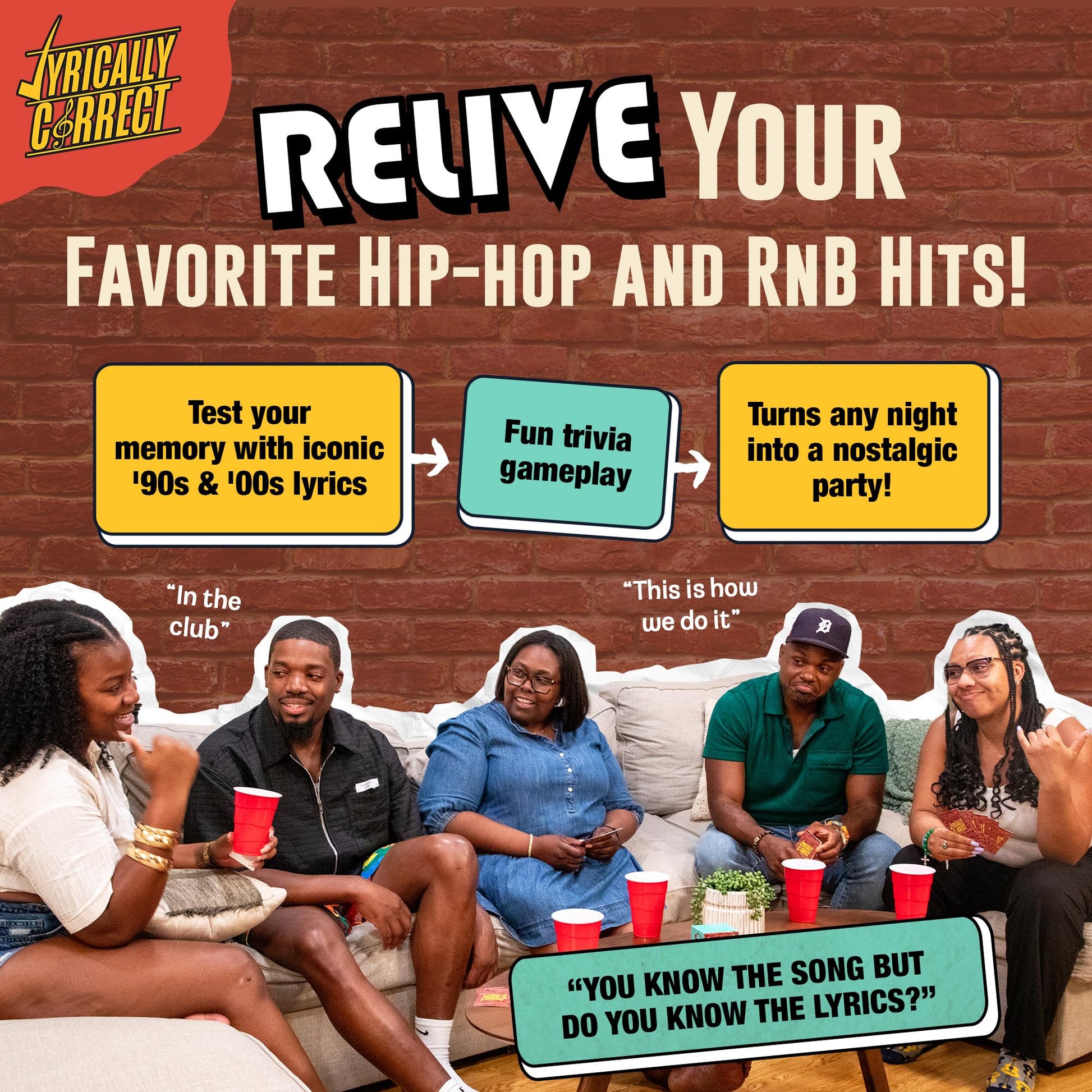 Lyrically Correct 90s & 2000s Hip-Hop & R&B Music Trivia Card Game for Adults & Families - Do You Know The Lyrics? Party Game for Game Night, Cookouts