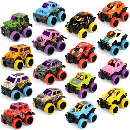 Neureyte 16 Pack Die-cast Mini Monster Truck for Boys and Girls,Pull Back Alloy Trucks Toy,Mini Pull Back Cars,Die-cast Race Cars for Kids Party