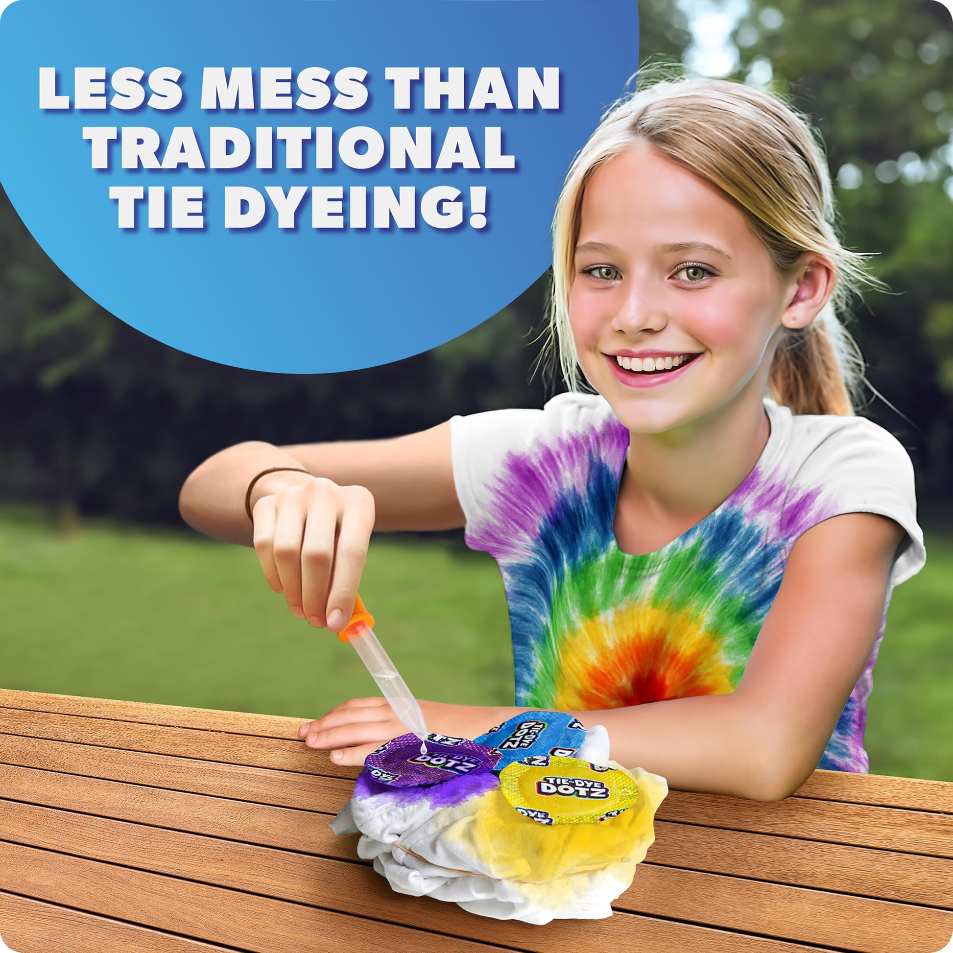 Blue Marble Tie-Dye Dotz 10-Piece Set - Make Vibrant, Colorful Tie Dye Designs with Dotz, Dropper, and Gloves - Fun and Easy Craft Kit for Kids