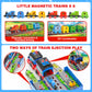 2-in-1 Toy Train Set for Toddler, Catapult Train Base with Movable Tower Crane, 8 Little Magnetic Trains, Light & Sound Effect, Ejection Car Truck