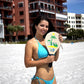 Frescobol Florida Set - 2 Original Vero Wood Beach Paddles, 2 Official Balls, 2 Beach Darts, Durable Tote Bag (Pink Flamingo & Green Alligator Design)