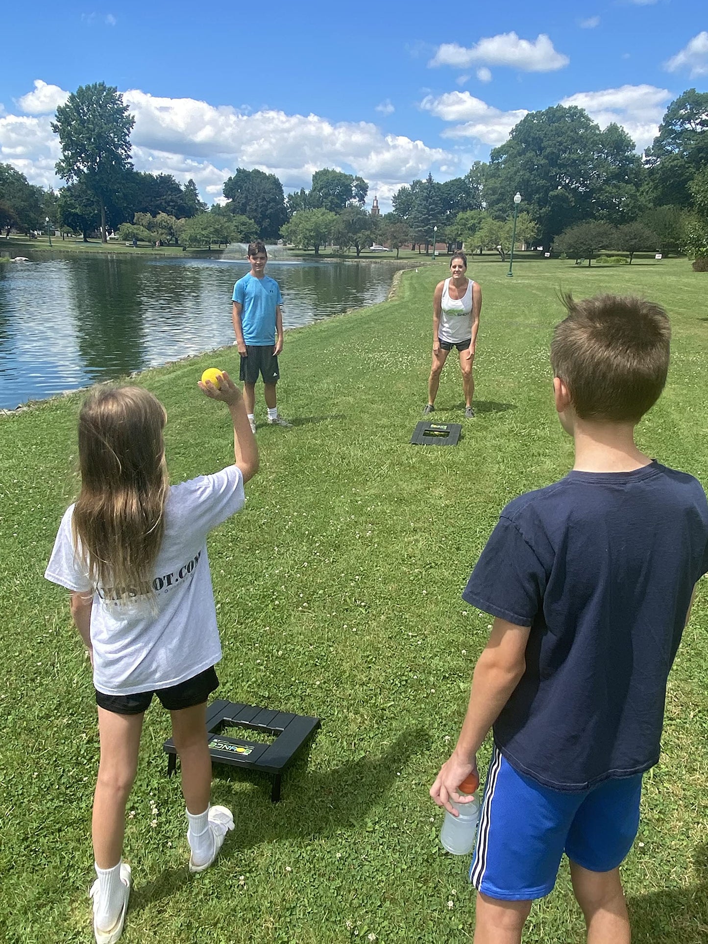 RampShot BOUNCE- Played Outdoors, Indoors, Yard, Beach, Tailgate, Park - Includes 2 Balls, Stickers and Rule Book - Great Family Game