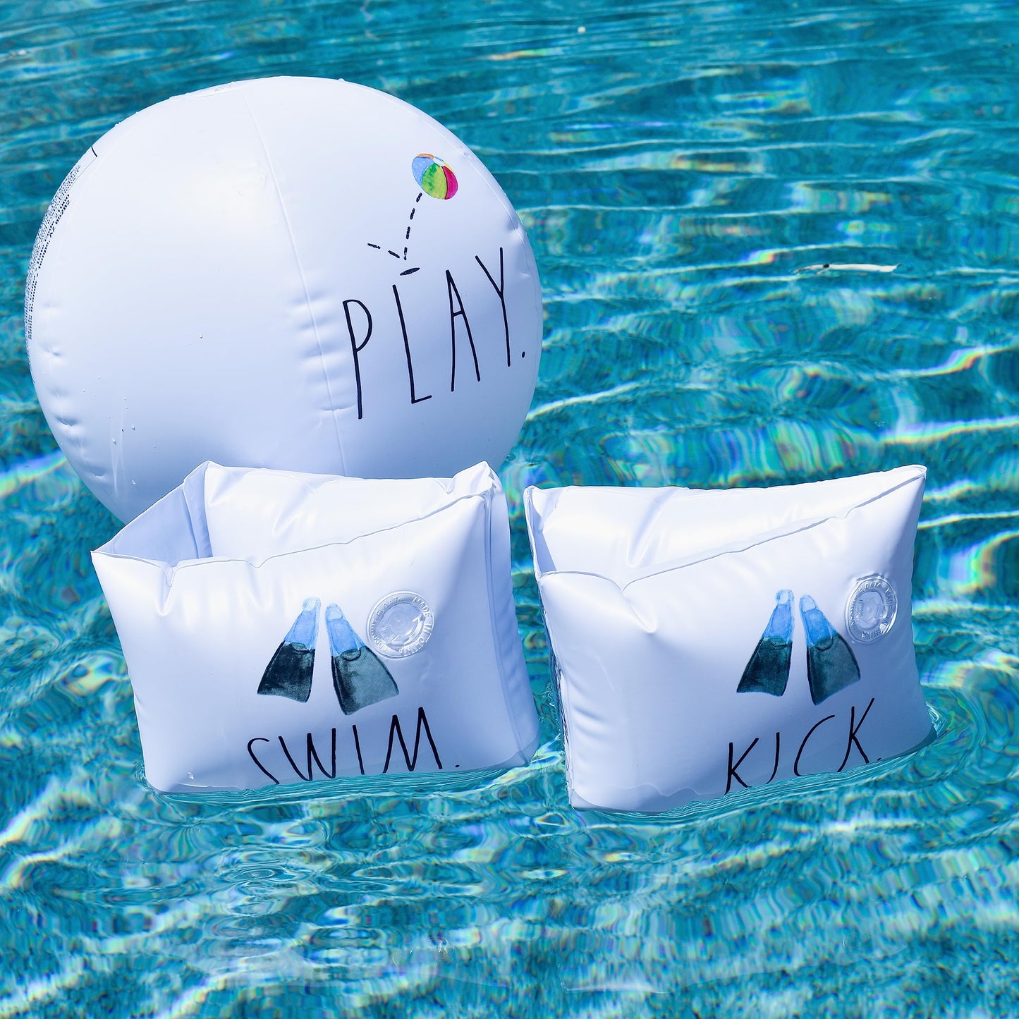 Coconut Float Rae Dunn x Water Wings & Beach Ball - Swim Kick Theme - Child Sized Inflatable Water Wings & Durable Water Toy - Child Floation Devices