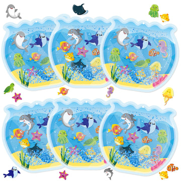 JewGewenil Ocean Animals DIY Craft Kit - 12Pcs Under The Sea Aquarium Scene Diorama Fish Tank Art Supplies with Glitter Papers, Sea Animal Stickers