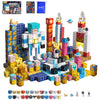 Yavvee 2-in-1 CubeQuest, 5 Figures, 100 Magnetic Building Cubes 0.8", 70+ Challenges & Dual-Sided Magnetic Theme Board, Magnetic Blocks Toy Building