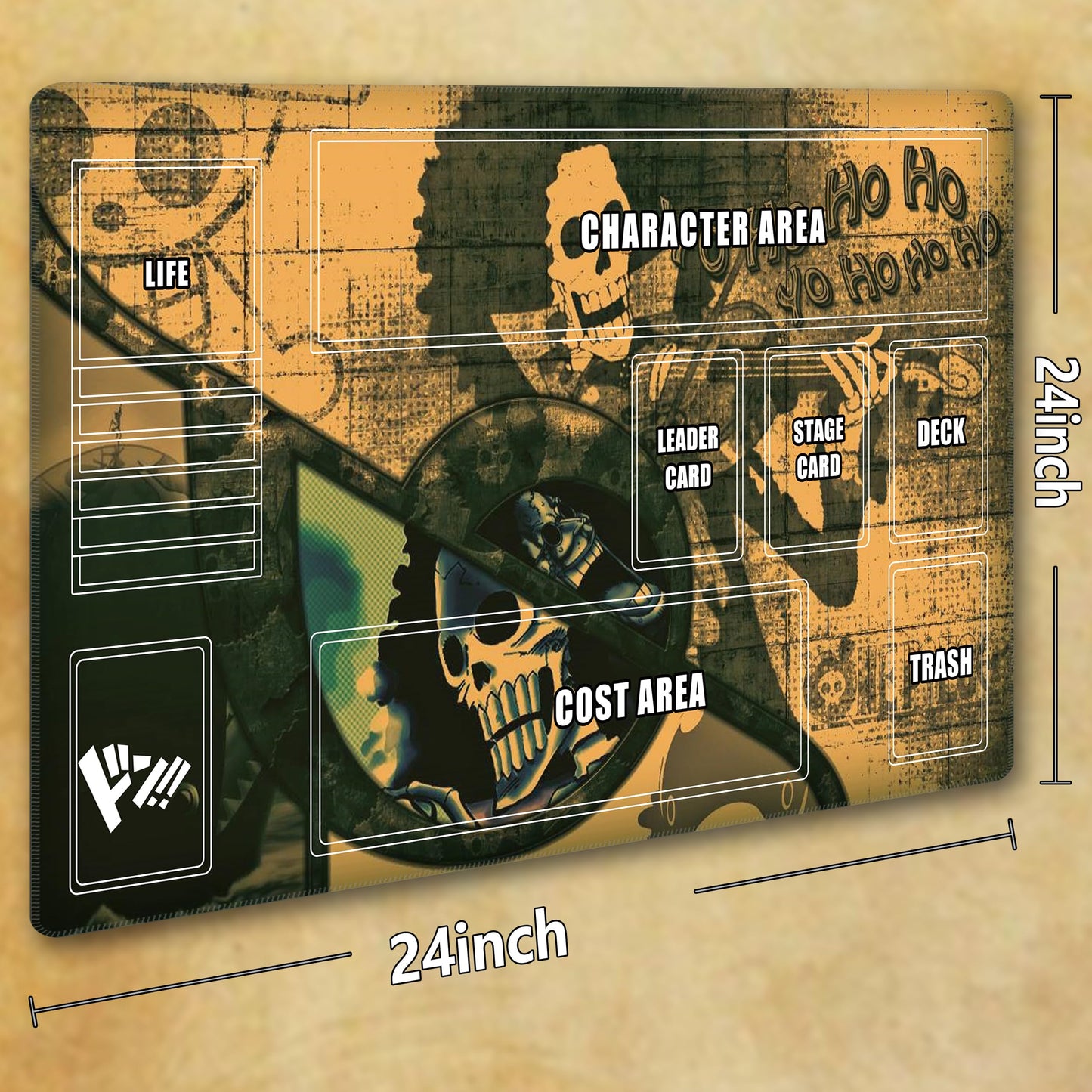 GuarditechProX for one Piece TCG playmat Set - 14x24 inches Gaming mat with 2 Skull dice and Storage Bag for one Piece Card Game Adventures (Skeleton)