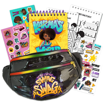Karma's World Fashion Cross Body Bag: Express Your Style, Your Way, Convertible Design with Stickers, Activity Pad & Glitter Pen Ideal for Kids Ages