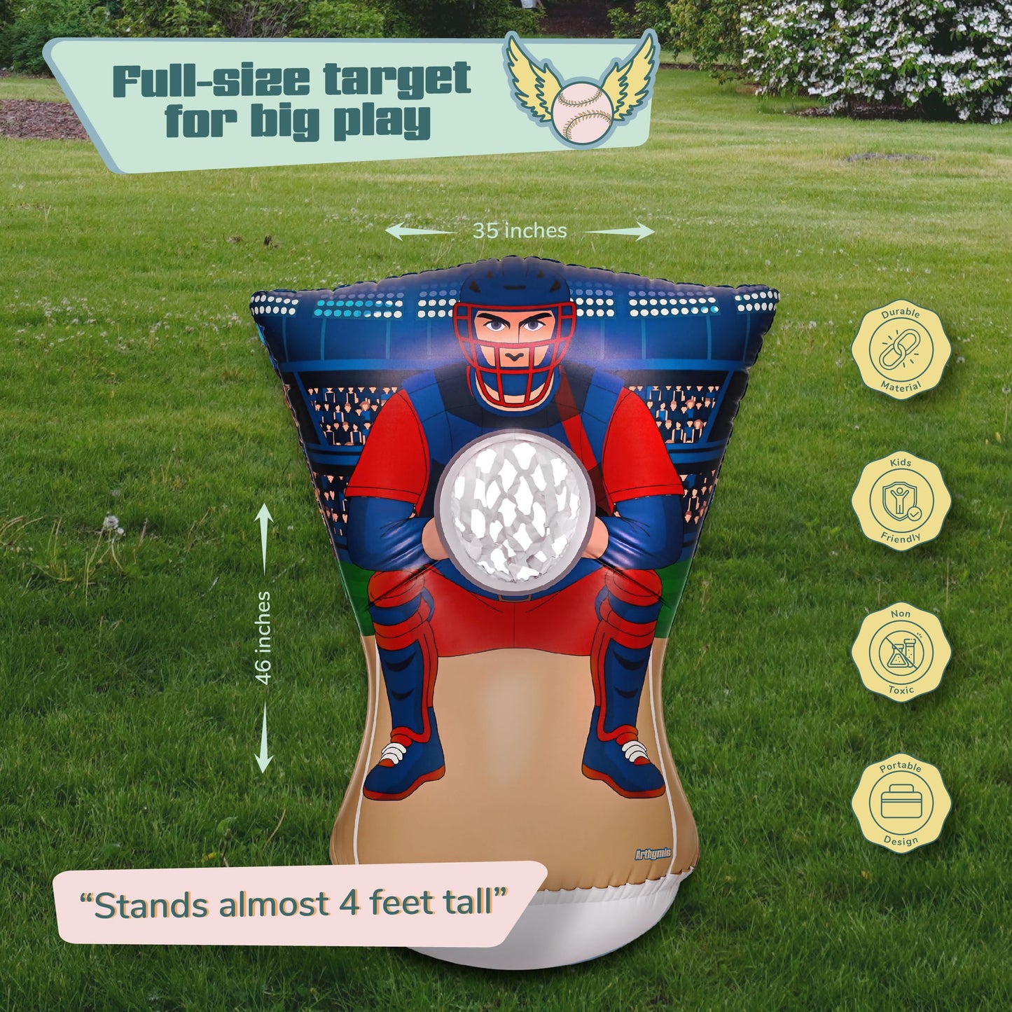 Arthymis Pitching Target for Kids - Double-Sided Baseball Training Equipment for Indoor & Backyard Baseball Practice, Inflatable Strike Zone