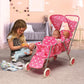 Badger Basket Triple Doll Stroller for Dolls - Lightweight and Foldable Toy Pram with Canopy - Fun Pretend Play for Kids in Stylish Pink with Polka