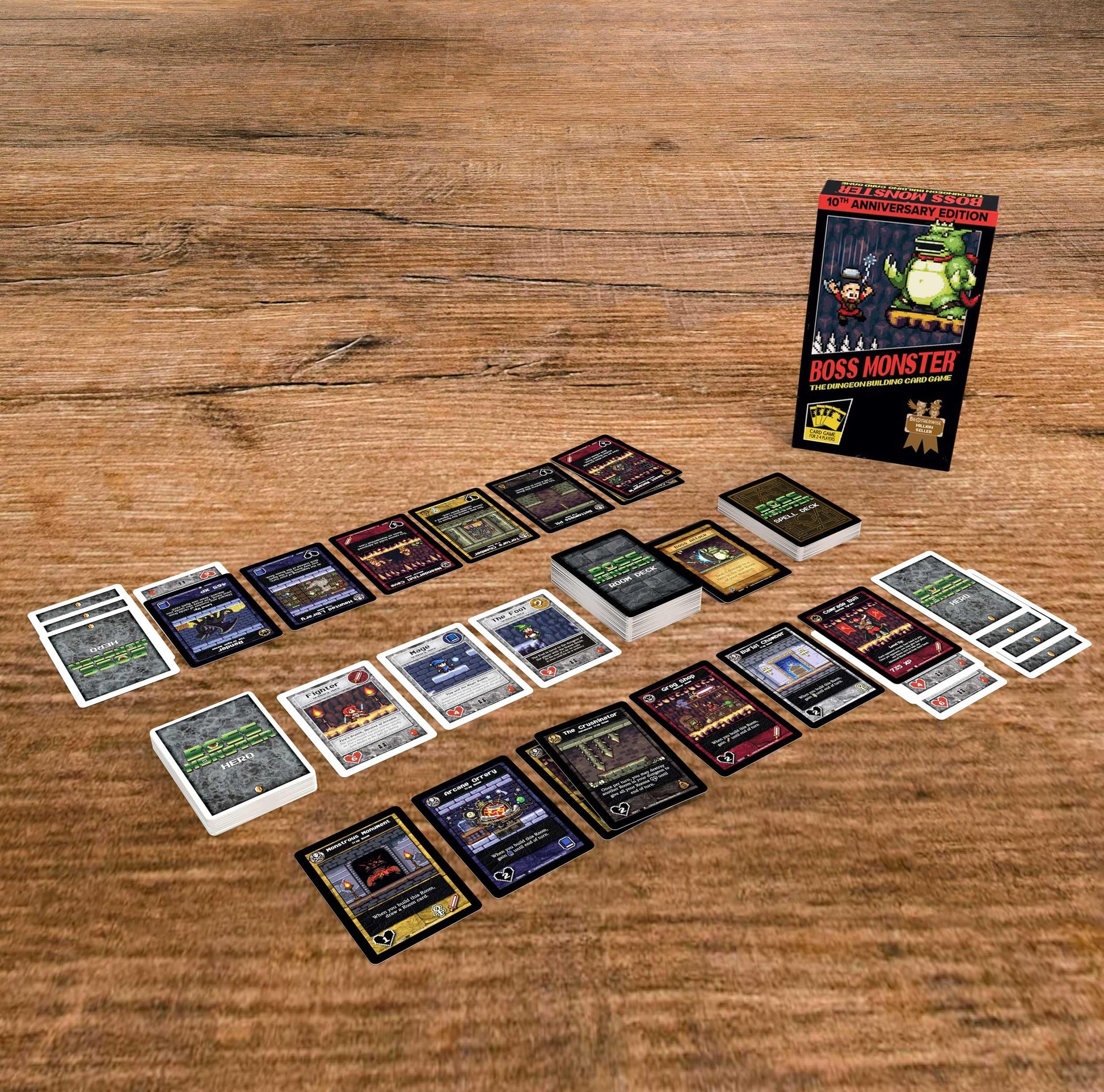 Boss Monster 10th Anniversary Edition by Brotherwise Games | 30 Min Playing Time | 2-4 Players | Ages 13+ | Building Card Game with New Rooms, Bosses