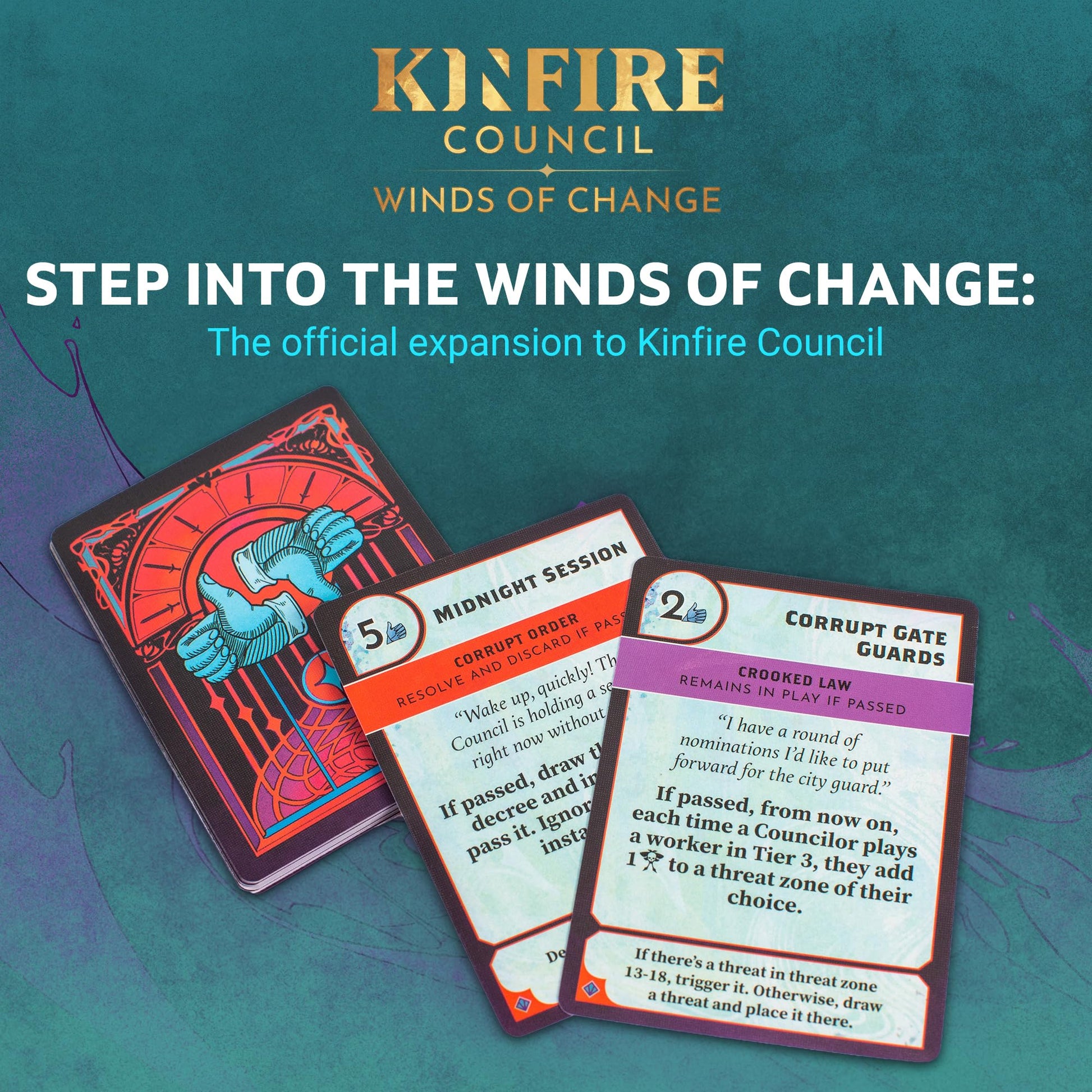 Kinfire Council: Winds of Change Expansion - Board Game Expansion with Cooperative & Solo Play, New Lighthouse Sites, Rezoning Laws, Favor Tokens