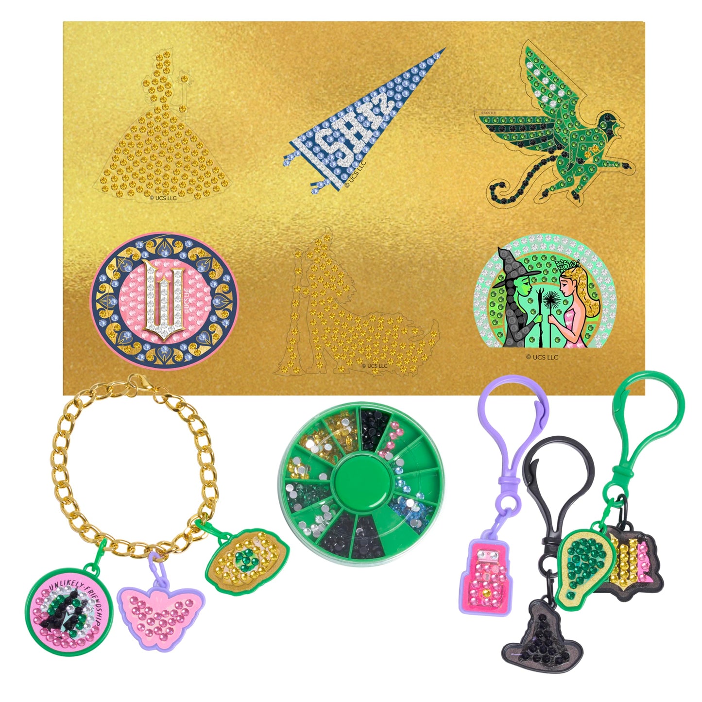 Universal Wicked Gem Art Studio - DIY Jewelry & Charm Craft Kit with Gems, Stickers & Workstation, Kids Craft Set Holiday Gift Ages 3+