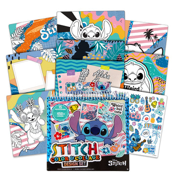 Fashion Angels Disney Stitch Color & Collage Design Set, Includes 15 Colorable Posters & 7 Sticker Sheets, Ideal Crafts Activity for Kids Ages 8