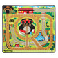 Melissa & Doug Round the Rails Train Rug with 3 Linking Wooden Train Cars (39 x 36 inches)