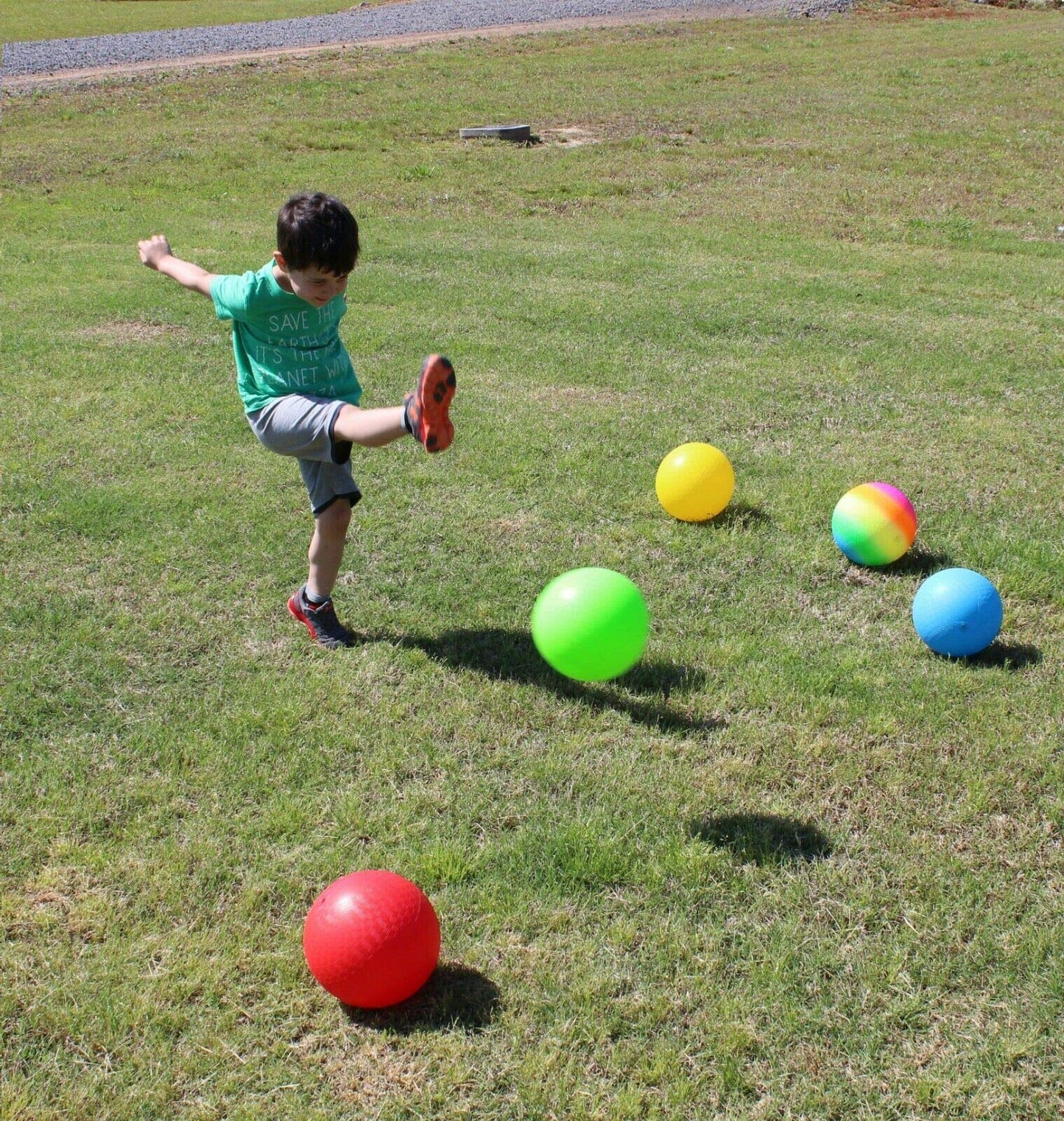 Toys+ 24 Pack 8.5 Inch Playground Balls (Red,Blue,Green,Yellow,Rainbow, Green/Swish