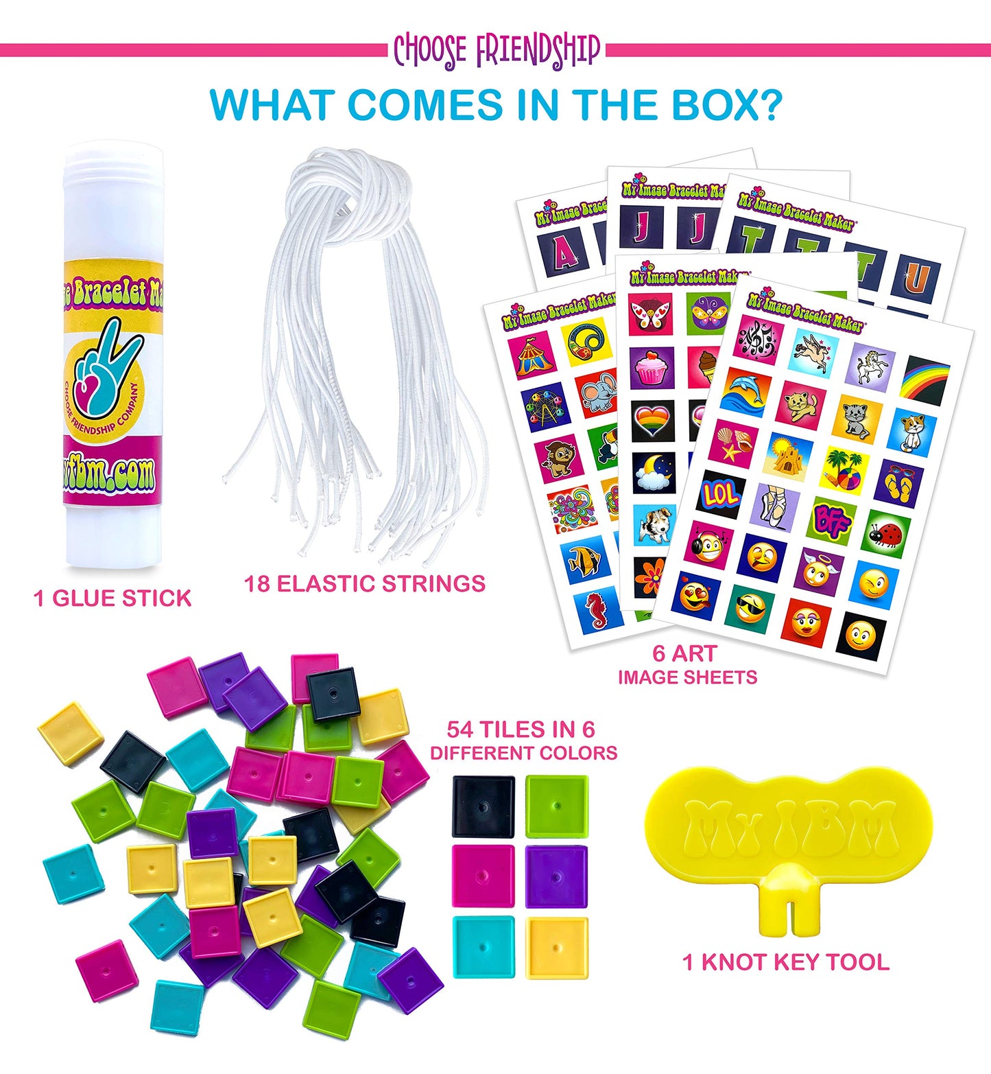 Choose Friendship, My Image Bracelet Maker Kit, Jewelry Maker Kit for Kids, 100 items