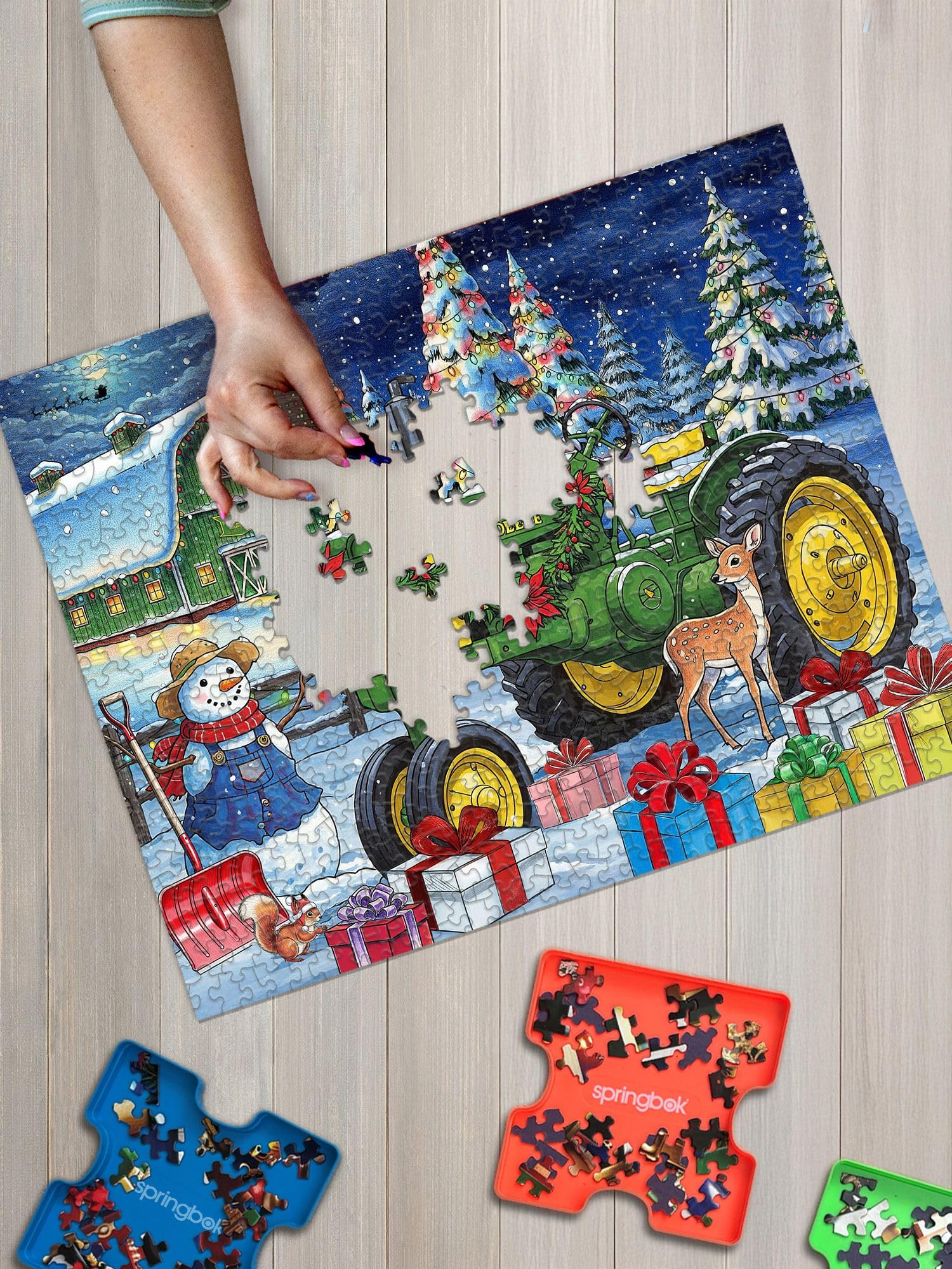 Springbok John Deere Festive Farm Surprise 500 Piece Jigsaw Puzzle
