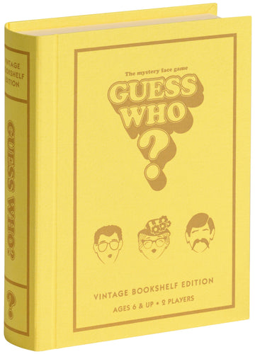 WS Game Company Guess Who? Vintage Bookshelf Edition, Linen Wrapped Book Box & Slipcase, Inspired by 1991 Version, Classic Board Games for Kids