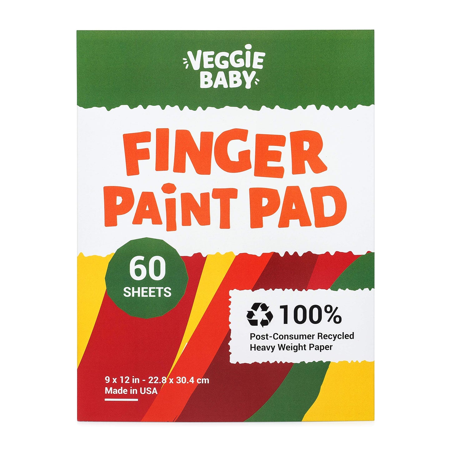 Veggie Baby Art Paper Pad for Finger Painting, Drawing and Coloring, 60 Sheets, Kid’s and Toddler’s Multimedia Paint Use, Unwaxed Heavy Stock