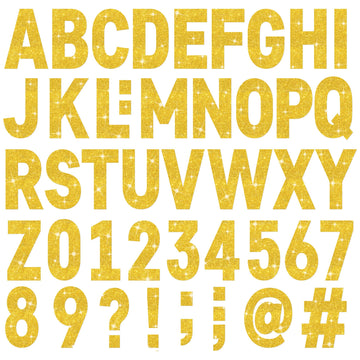 24 Sheets Large Gold Letter Stickers 4 Inch Big Font 282 Pcs Glitter Alphabet Number Stickers Self Adhesive Stick on Letters for Poster Board Bulletin