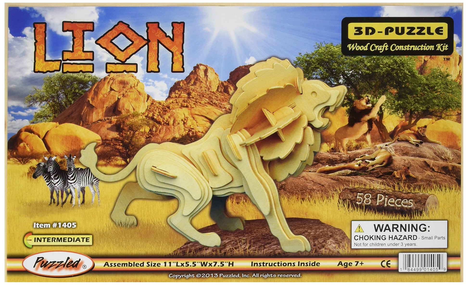 Puzzled, Inc. 3D Natural Wood Puzzle - Lion